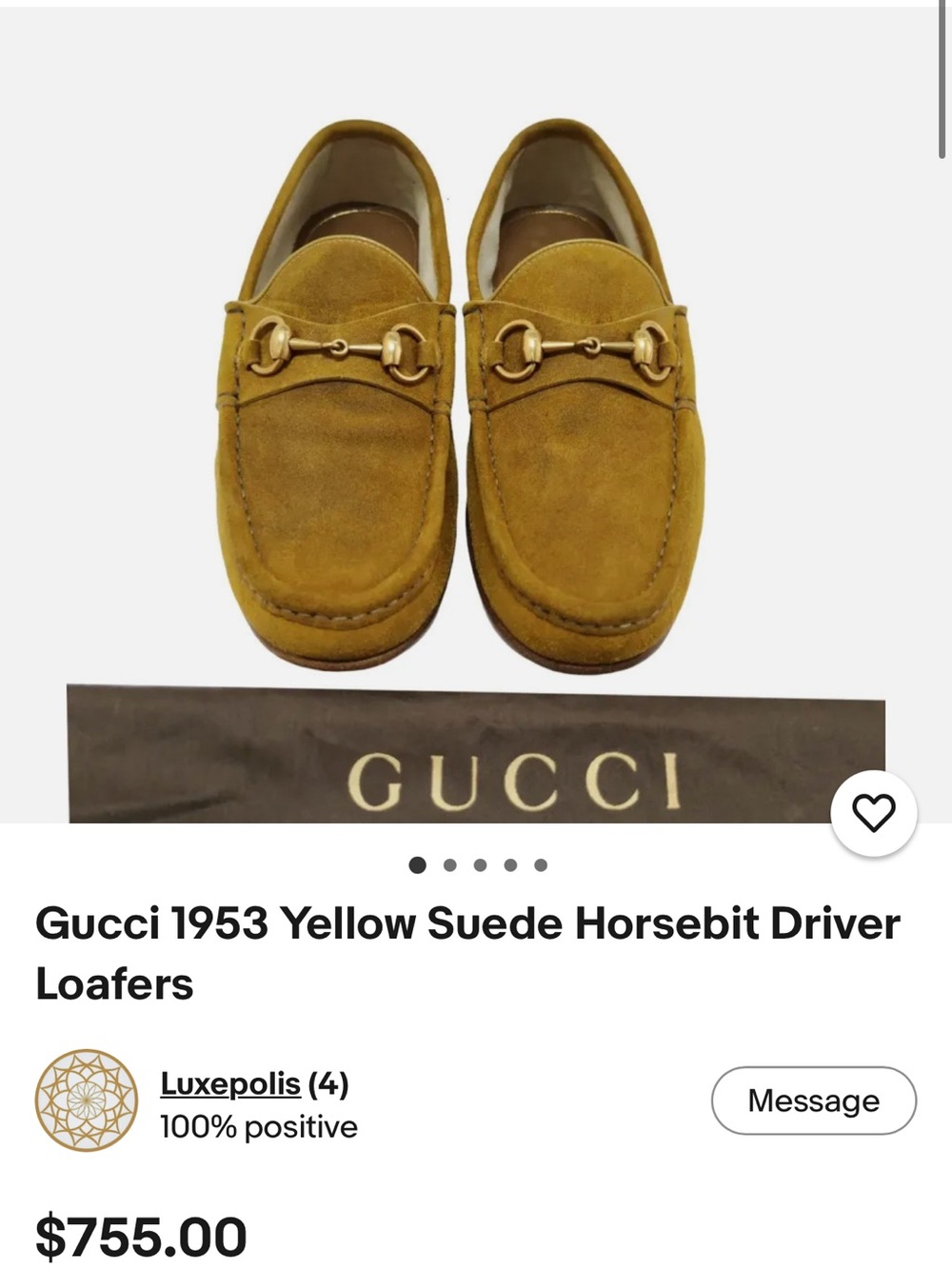 Gucci Mustard Suede Horsebit Loafers